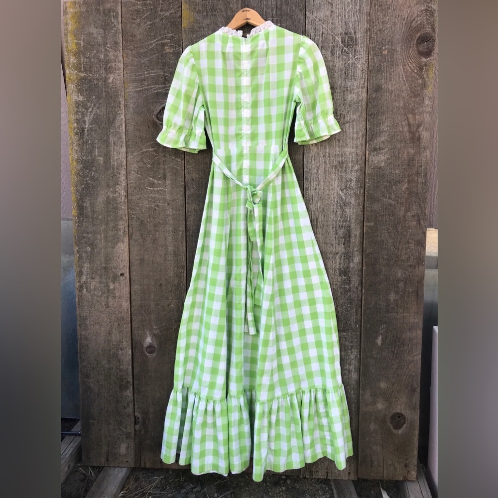 Vintage 1970s Handmade Gingham Prairie Cottagecore Maxi Dress Small-Medium - Picture 4 of 8
